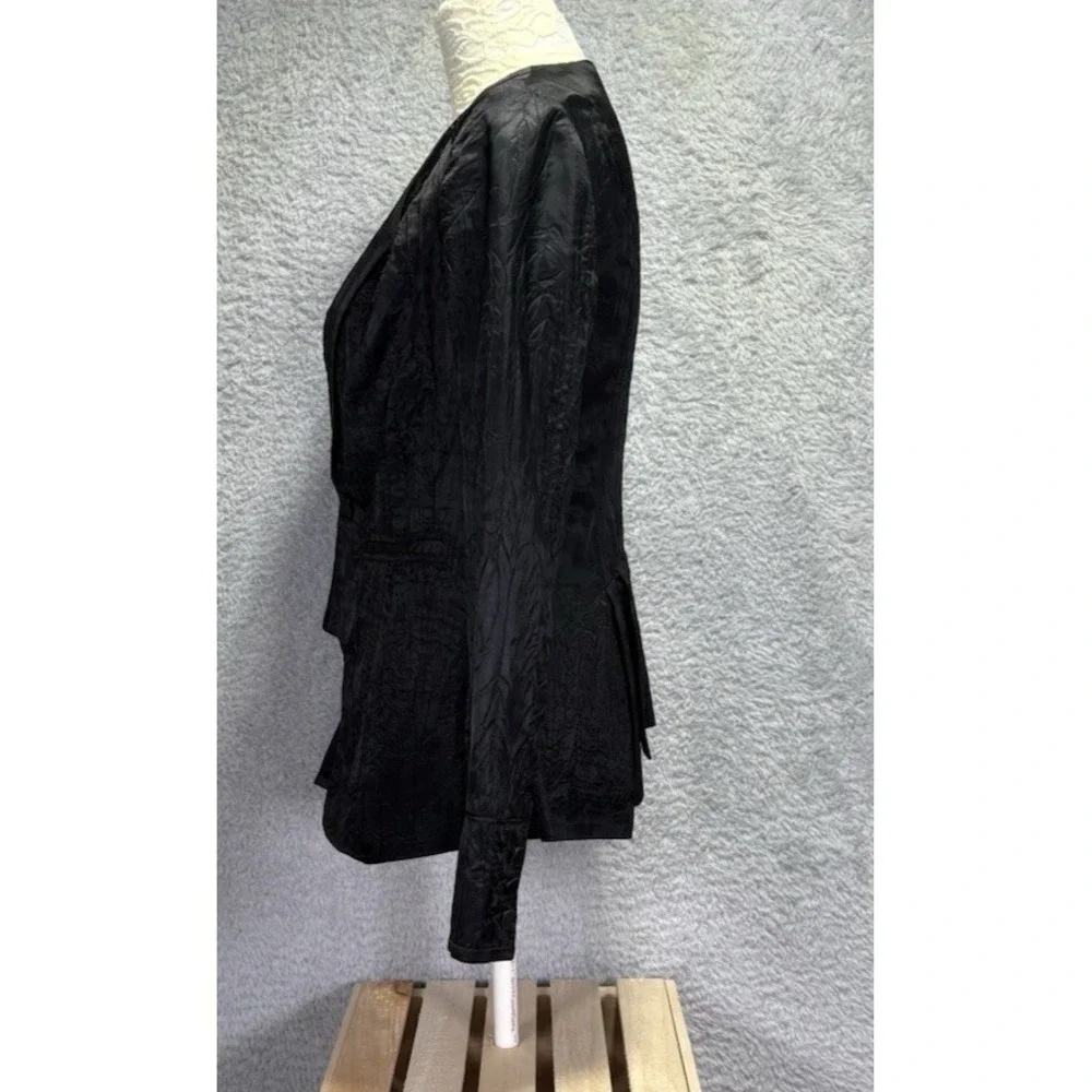 VTG Free People Satin Tuxedo Blazer Jacket Black Womens Sz 6 Boho Fairy Grunge